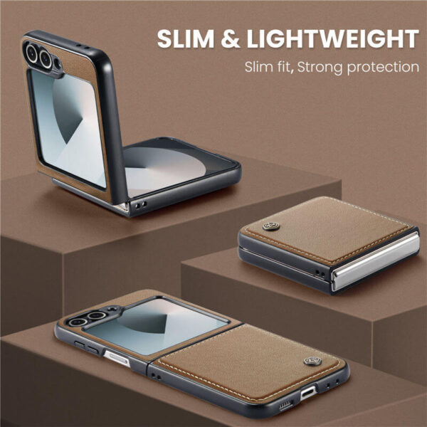 Alternative view of CaseMe Samsung Galaxy Z Flip7 FE Litchi Skin PU Leather Case
