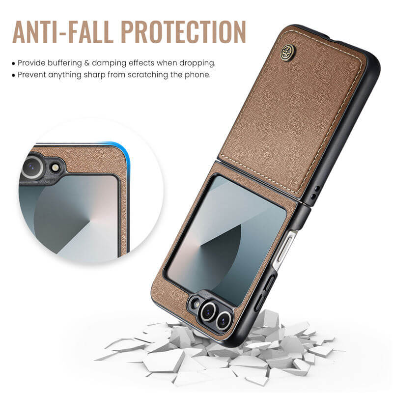 CaseMe Samsung Galaxy Z Flip7 FE Litchi Skin PU Leather Case - Image 8