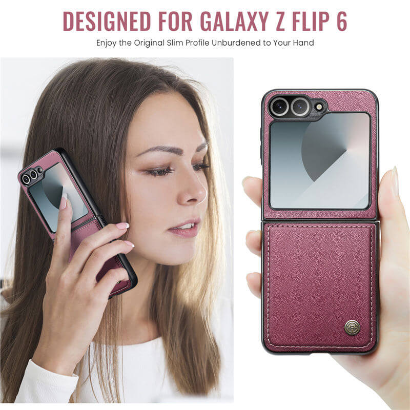 CaseMe Samsung Galaxy Z Flip7 FE Litchi Skin PU Leather Case - Image 5