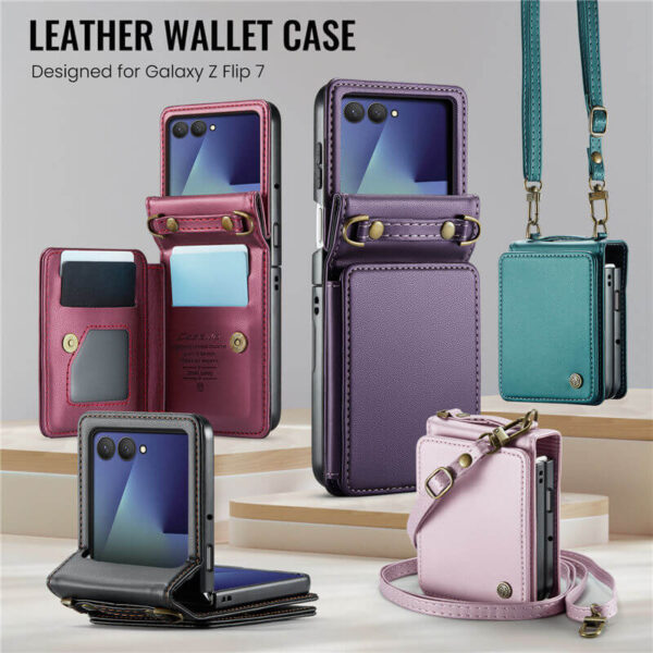 Alternative view of CaseMe Samsung Galaxy Z Flip7 Wallet Case with RFID & Crossbody Strap