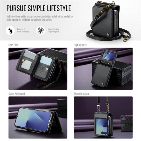CaseMe Samsung Galaxy Z Flip7 Wallet Case with RFID & Crossbody Strap - Image 5