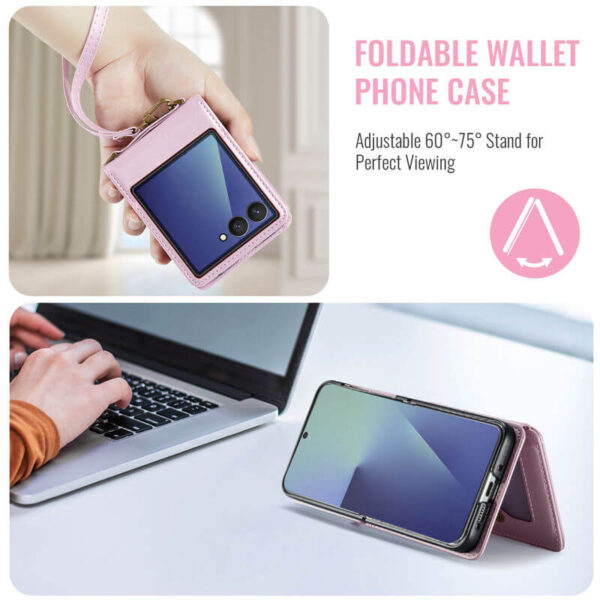 CaseMe Samsung Galaxy Z Flip7 Wallet Case with RFID & Crossbody Strap - Image 7