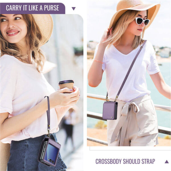 CaseMe Samsung Galaxy Z Flip7 Wallet Case with RFID & Crossbody Strap - Image 8