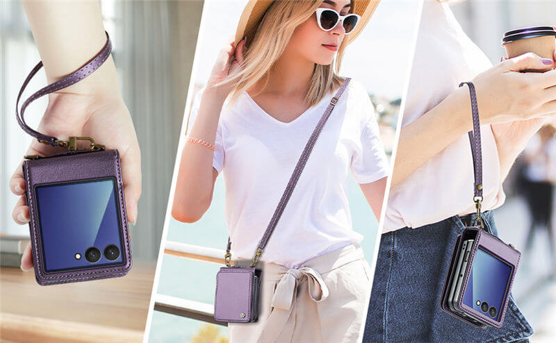 CaseMe Samsung Galaxy Z Flip7 Card Holder Case with Crossbody Strap