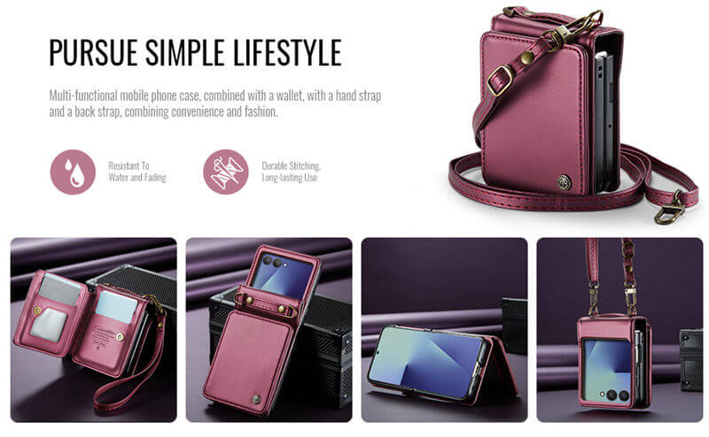 CaseMe Samsung Galaxy Z Flip7 Card Holder Case with Crossbody Strap