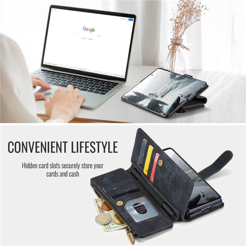 CaseMe Samsung Galaxy Z Fold7 Wallet kickstand Case with Wrist Strap - Image 6