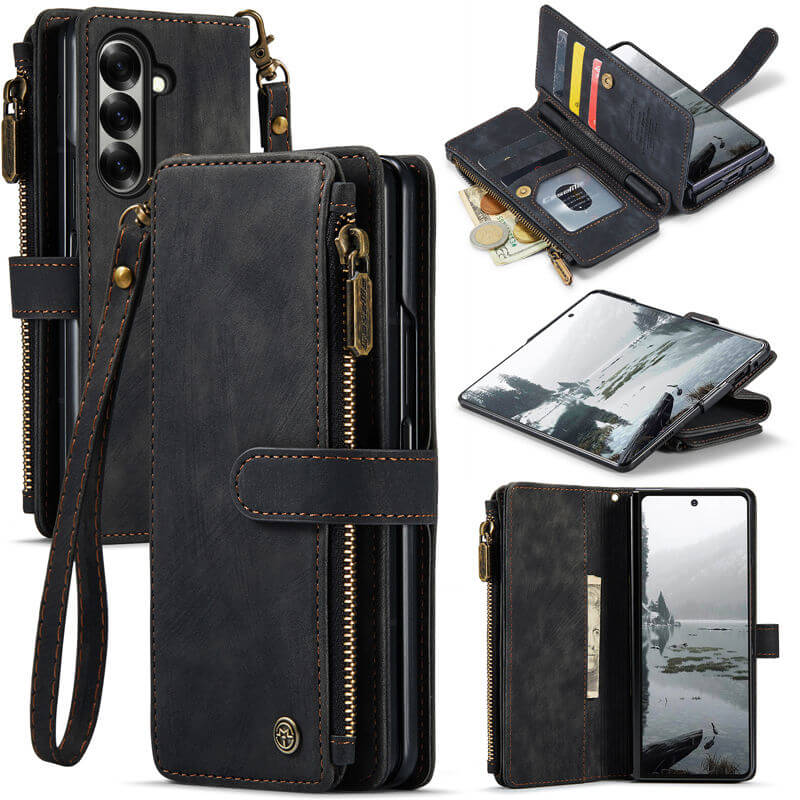 CaseMe Samsung Galaxy Z Fold7 Wallet kickstand Case with Wrist Strap