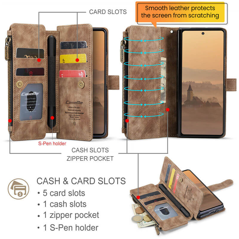 CaseMe Samsung Galaxy Z Fold7 Wallet kickstand Case with Wrist Strap - Image 4