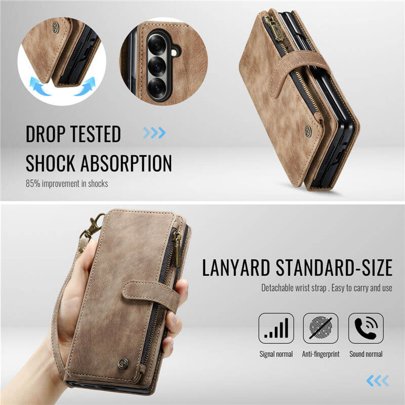 CaseMe Samsung Galaxy Z Fold7 Wallet kickstand Case with Wrist Strap - Image 8