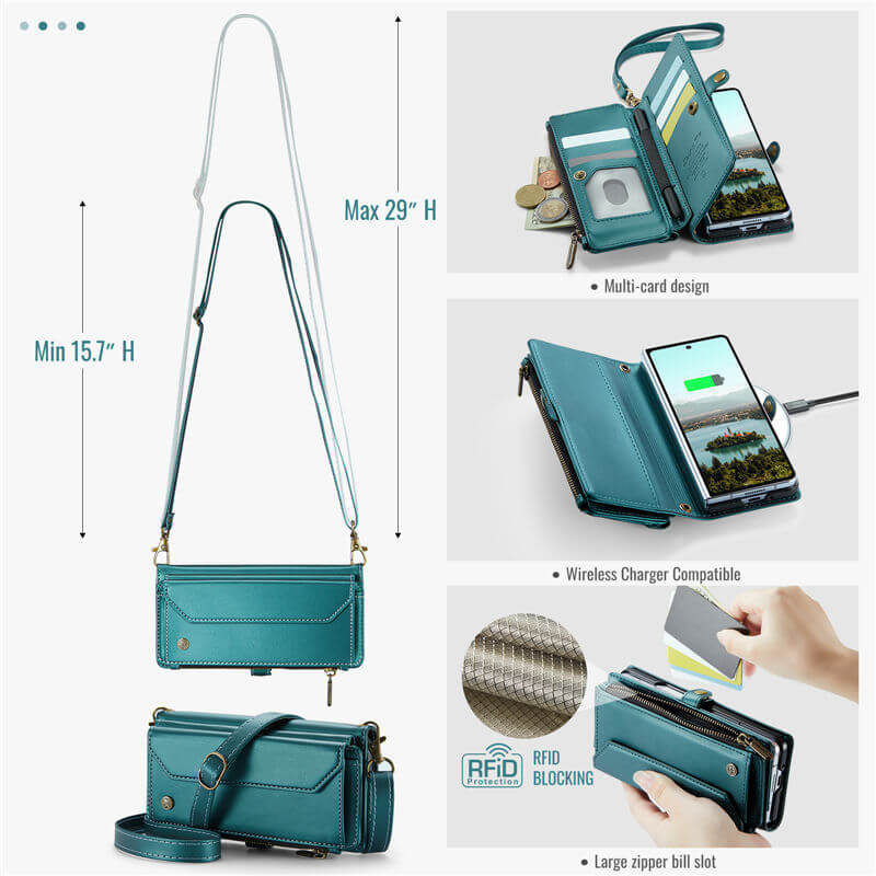 CaseMe Samsung Galaxy Z Fold7 Wallet Crossbody Case with RFID Blocking Support Wireless Charging - Image 5