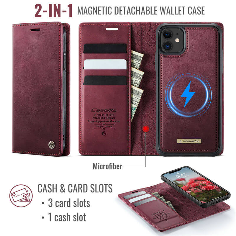 CaseMe iPhone 11 2-in-1 Magnetic Wallet Case – MagSafe & RFID Blocking - Image 3