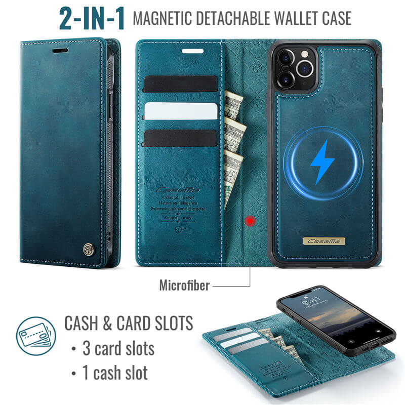 CaseMe iPhone 12 Pro Max 2-in-1 Magnetic Wallet Case – MagSafe & RFID Blocking - Image 3