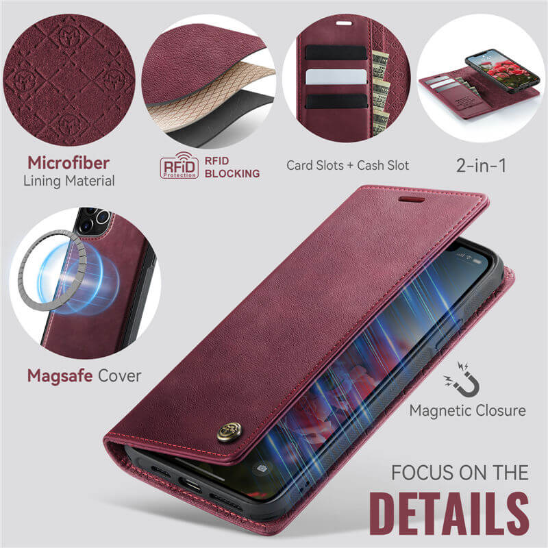 CaseMe iPhone 12/12 Pro 2-in-1 Magnetic Wallet Case – MagSafe & RFID Blocking - Image 8