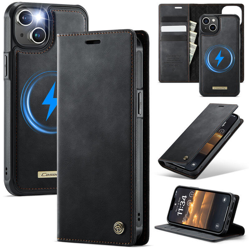 CaseMe iPhone 15 Plus 2-in-1 Magnetic Wallet Case – MagSafe & RFID Blocking