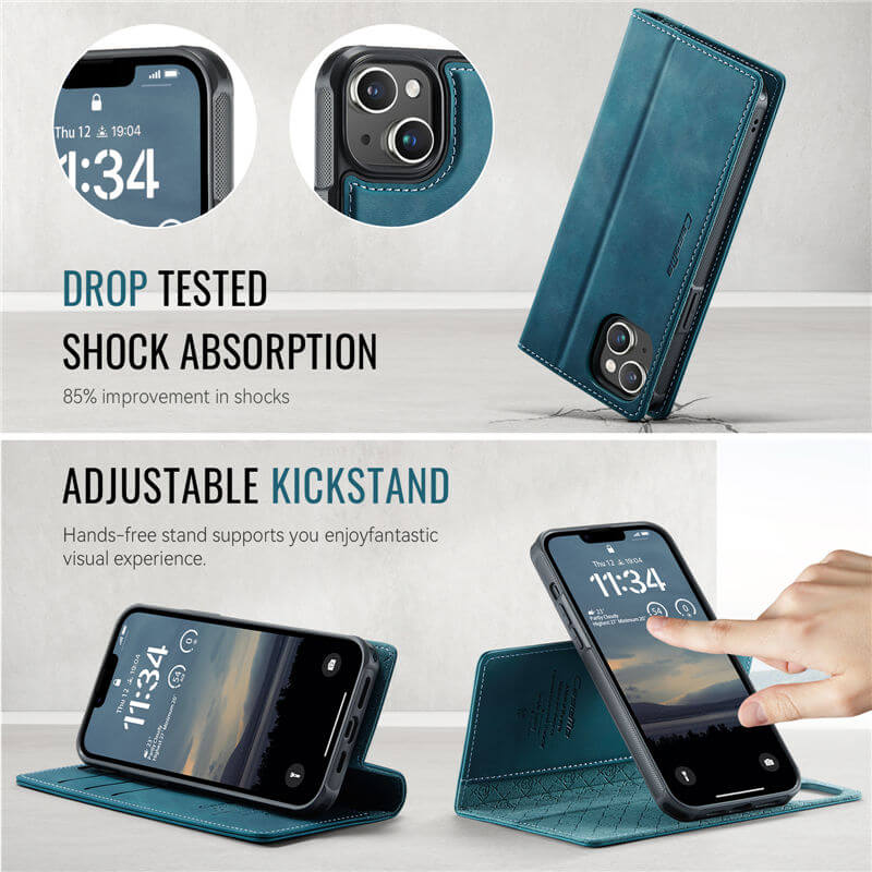 CaseMe iPhone 15 Plus 2-in-1 Magnetic Wallet Case – MagSafe & RFID Blocking - Image 7