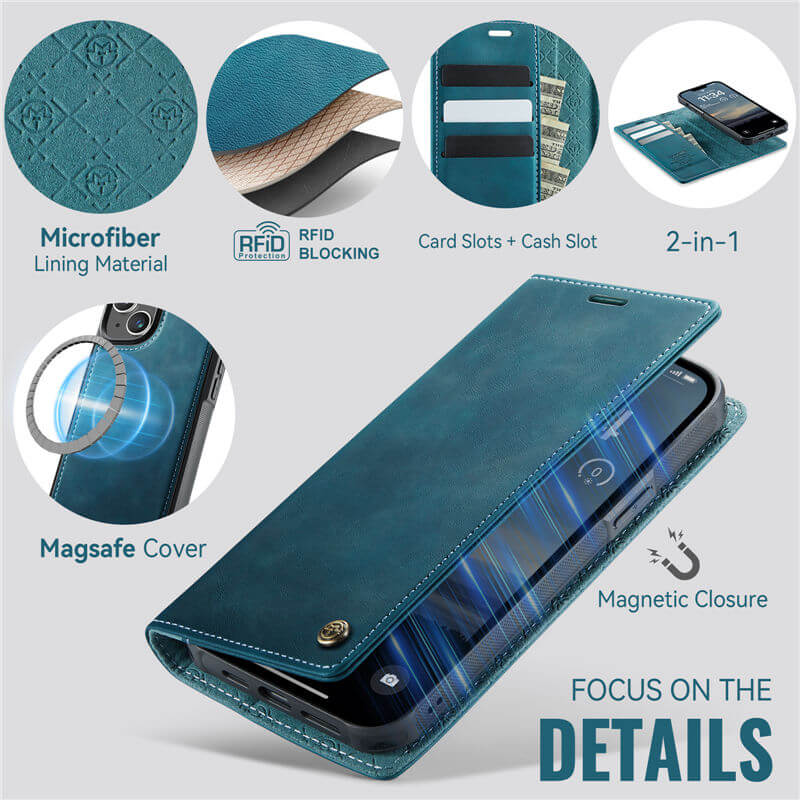 CaseMe iPhone 14 Plus 2-in-1 Magnetic Wallet Case