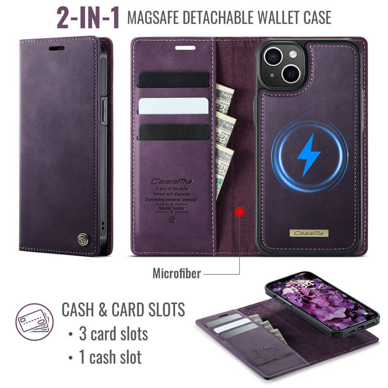 CaseMe iPhone 13 2-in-1 Magnetic Wallet Case – MagSafe & RFID Blocking - Image 3