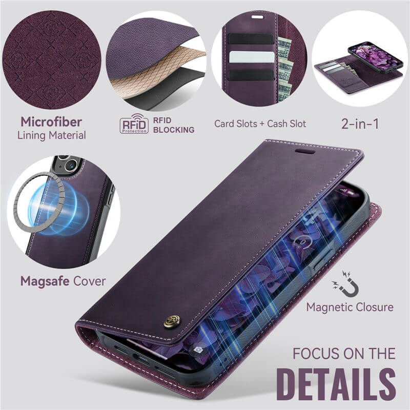 CaseMe iPhone 13 2-in-1 Magnetic Wallet Case – MagSafe & RFID Blocking - Image 8