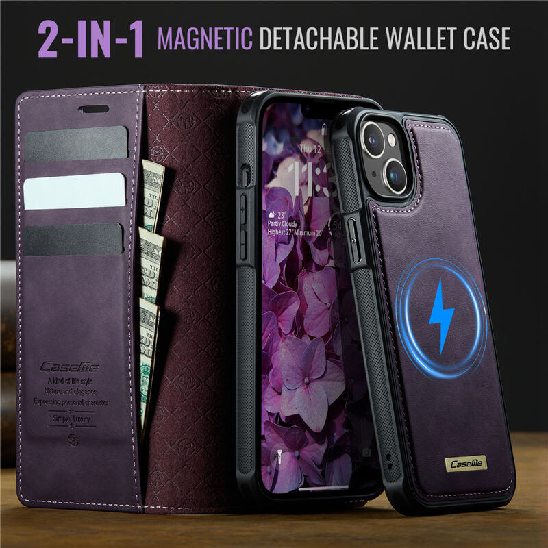 CaseMe iPhone 15 Plus 2-in-1 Magnetic Wallet Case – MagSafe & RFID Blocking - Image 9