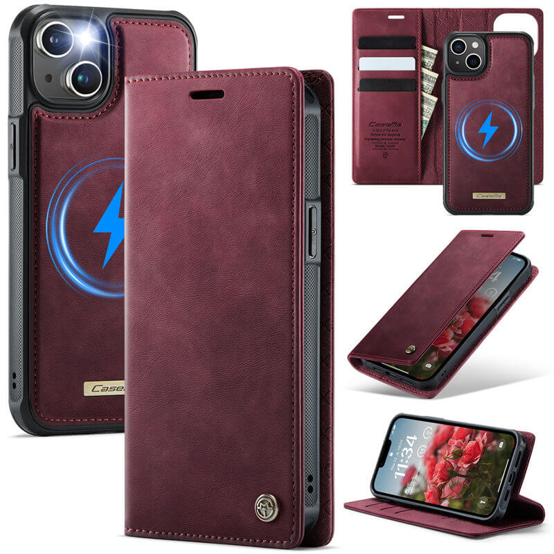 CaseMe iPhone 14 Plus 2-in-1 Magnetic Wallet Case – MagSafe & RFID Blocking