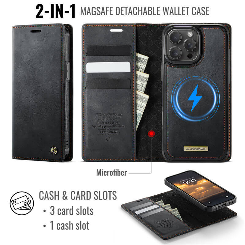CaseMe iPhone 14 Pro 2-in-1 Magnetic Wallet Case