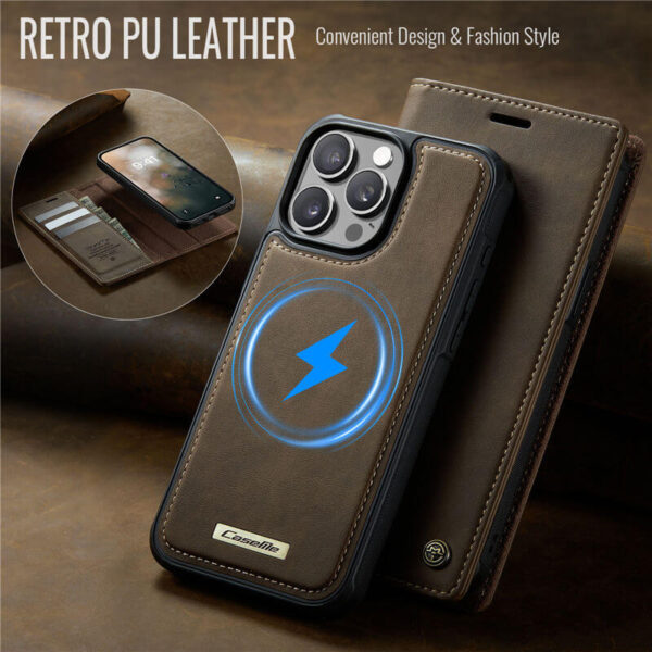 Alternative view of CaseMe iPhone 15 Pro 2-in-1 Magnetic Wallet Case – MagSafe & RFID Blocking