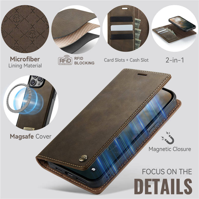 CaseMe iPhone 13 Pro 2-in-1 Magnetic Wallet Case – MagSafe & RFID Blocking - Image 8