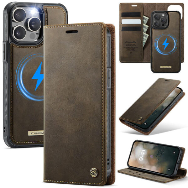 CaseMe iPhone 13 Pro Max 2-in-1 Magnetic Wallet Case – MagSafe & RFID Blocking