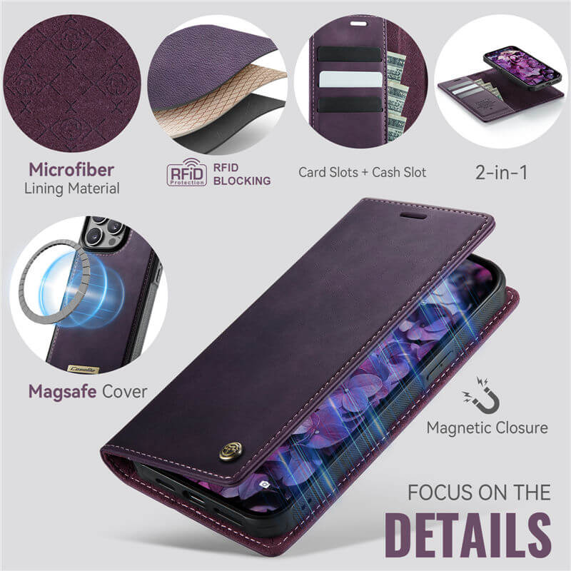 CaseMe iPhone 15 Pro 2-in-1 Magnetic Wallet Case – MagSafe & RFID Blocking - Image 8