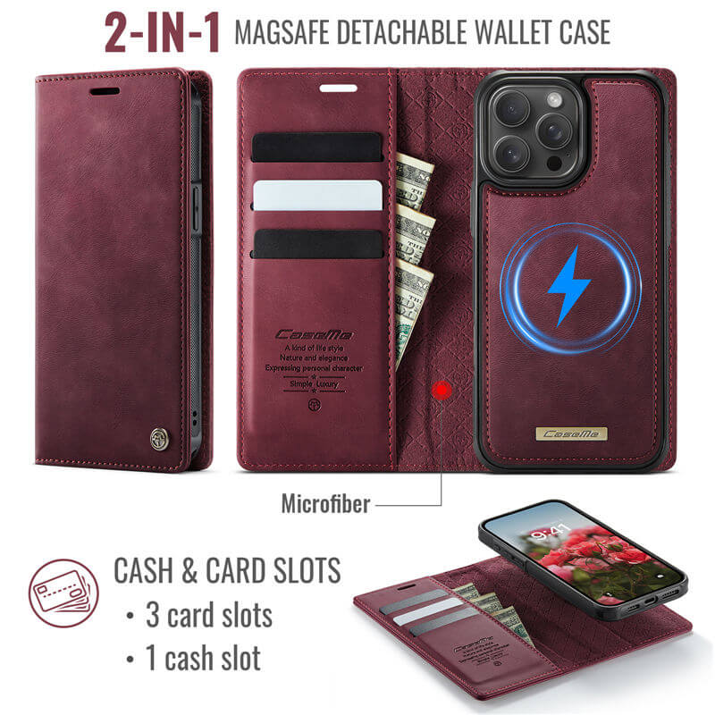 CaseMe iPhone 13 Pro Max 2-in-1 Magnetic Wallet Case – MagSafe & RFID Blocking - Image 3