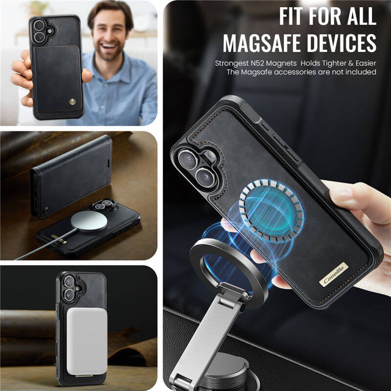 CaseMe iPhone 16 2-in-1 Magnetic Wallet Case – MagSafe & RFID Blocking - Image 6