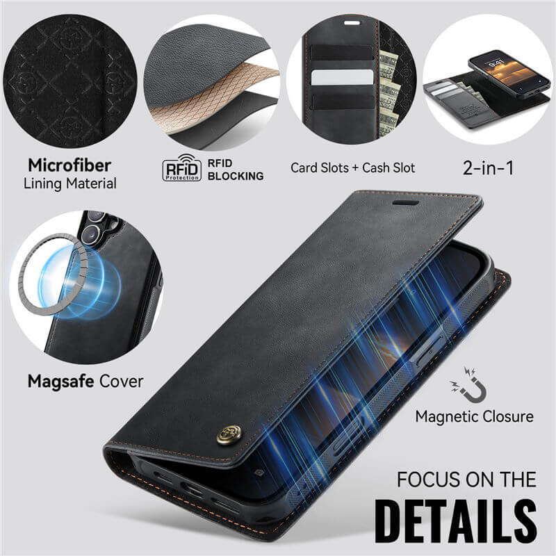 CaseMe iPhone 16 Plus 2-in-1 Magnetic Wallet Case – MagSafe & RFID Blocking - Image 8
