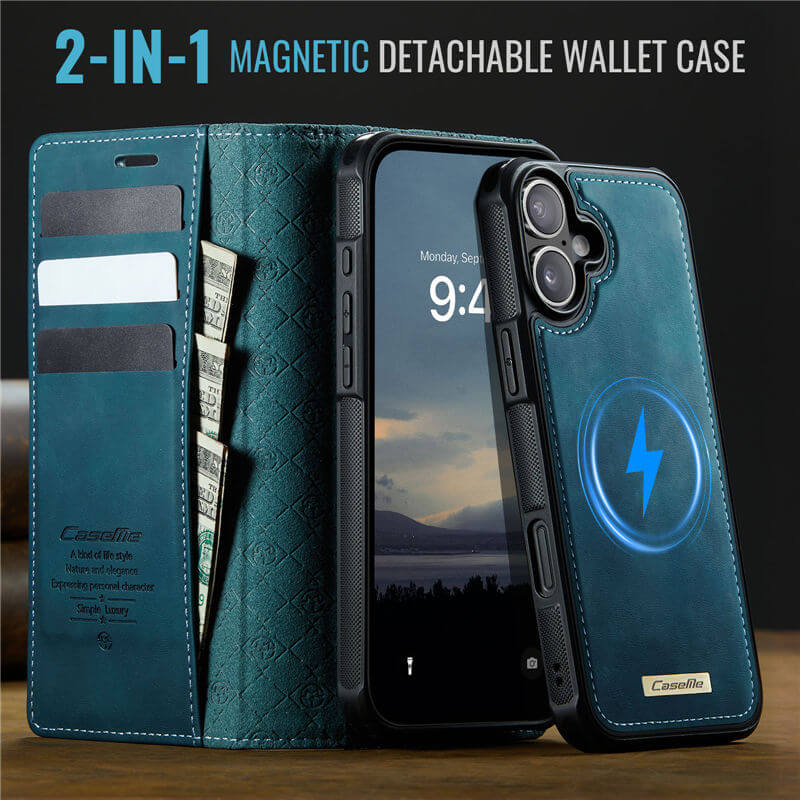 CaseMe iPhone 16 Plus 2-in-1 Magnetic Wallet Case – MagSafe & RFID Blocking - Image 9