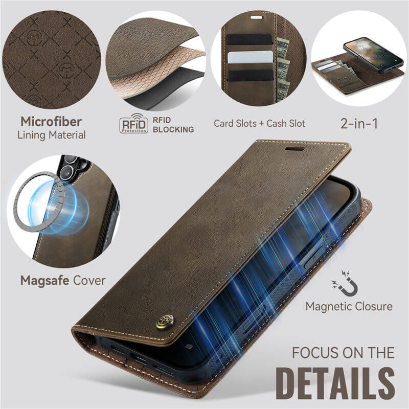 CaseMe iPhone 16 2-in-1 Magnetic Wallet Case – MagSafe & RFID Blocking - Image 8