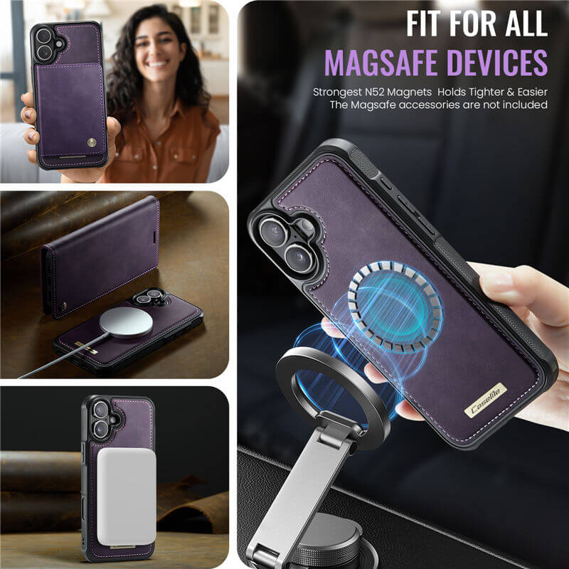 CaseMe iPhone 16 Plus 2-in-1 Magnetic Wallet Case – MagSafe & RFID Blocking - Image 6