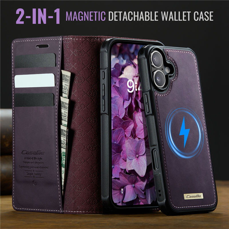 CaseMe iPhone 16 2-in-1 Magnetic Wallet Case – MagSafe & RFID Blocking - Image 9