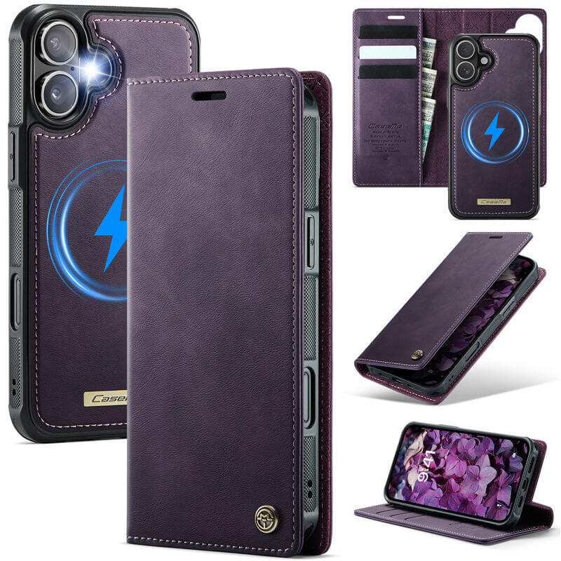 CaseMe iPhone 16 Plus 2-in-1 Magnetic Wallet Case – MagSafe & RFID Blocking