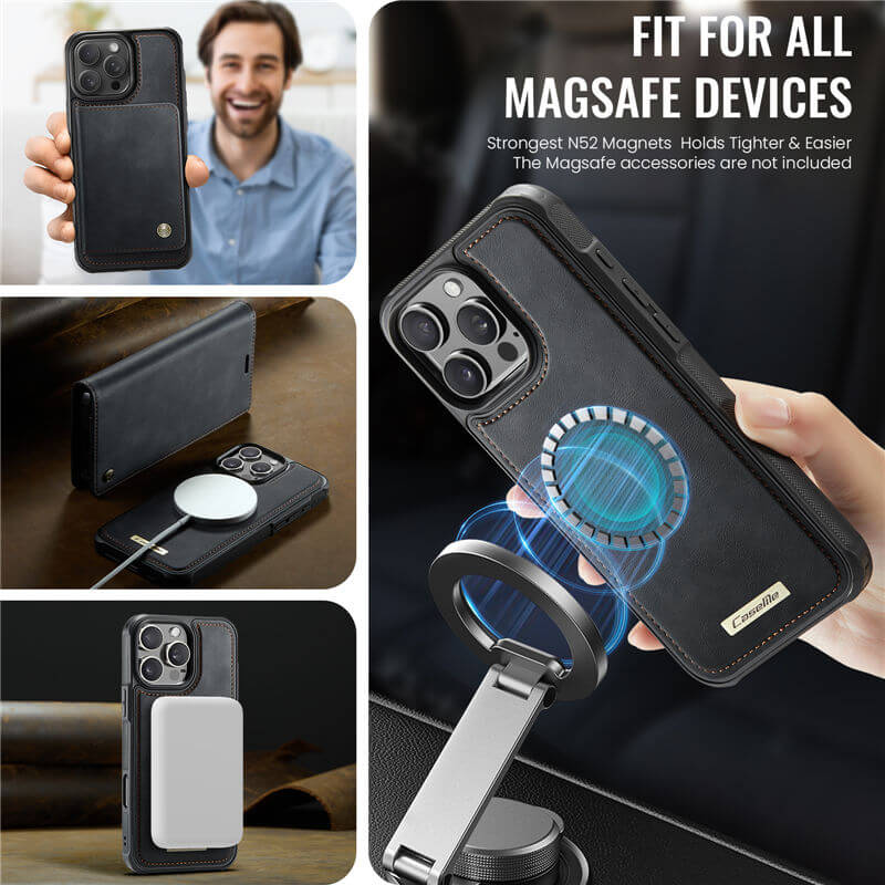 CaseMe iPhone 16 Pro Max 2-in-1 Magnetic Wallet Case – MagSafe & RFID Blocking - Image 6