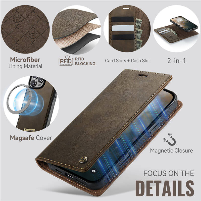 CaseMe iPhone 16 Pro Max 2-in-1 Magnetic Wallet Case – MagSafe & RFID Blocking - Image 8