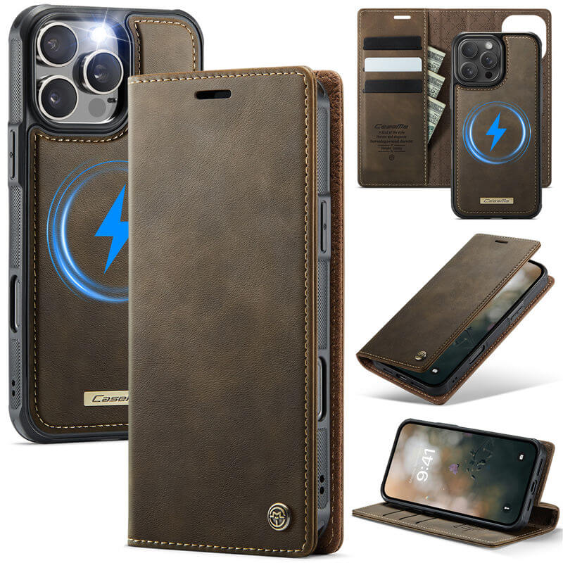CaseMe iPhone 16 Pro 2-in-1 Magnetic Wallet Case – MagSafe & RFID Blocking
