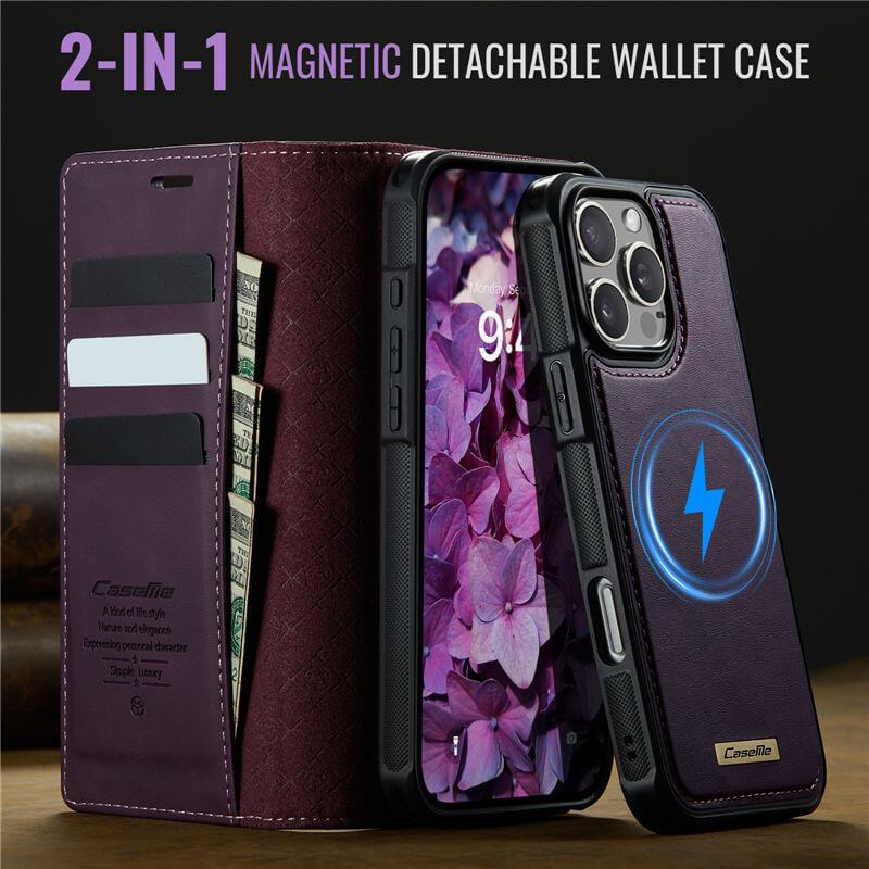 CaseMe iPhone 16 Pro Max 2-in-1 Magnetic Wallet Case – MagSafe & RFID Blocking - Image 9