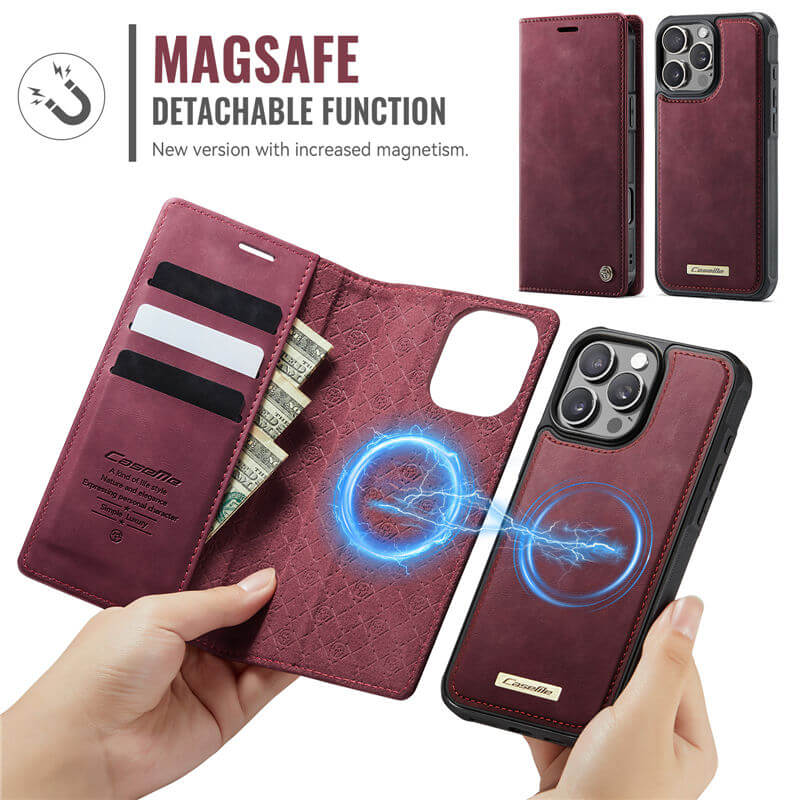 CaseMe iPhone 16 Pro Max 2-in-1 Magnetic Wallet Case – MagSafe & RFID Blocking - Image 5