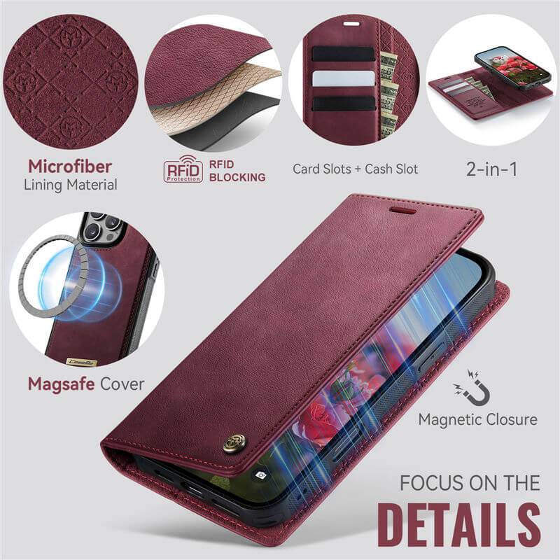 CaseMe iPhone 16 Pro 2-in-1 Magnetic Wallet Case – MagSafe & RFID Blocking - Image 8