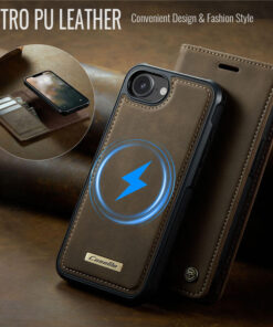 Alternative view of CaseMe iPhone 16E 2-in-1 Magnetic Wallet Case – MagSafe & RFID Blocking
