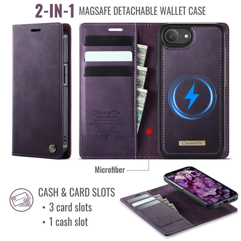 CaseMe iPhone 17e 2-in-1 Magnetic Wallet Case – MagSafe & RFID Blocking - Image 3