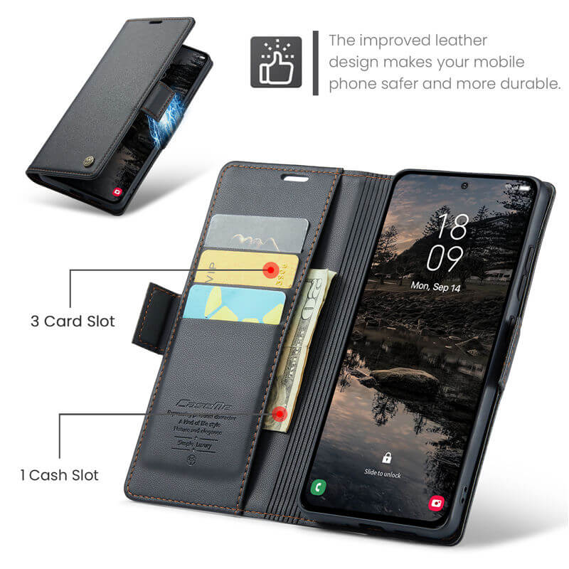 CaseMe Samsung Galaxy S25 FE Wallet RFID Blocking Magnetic Buckle Case
