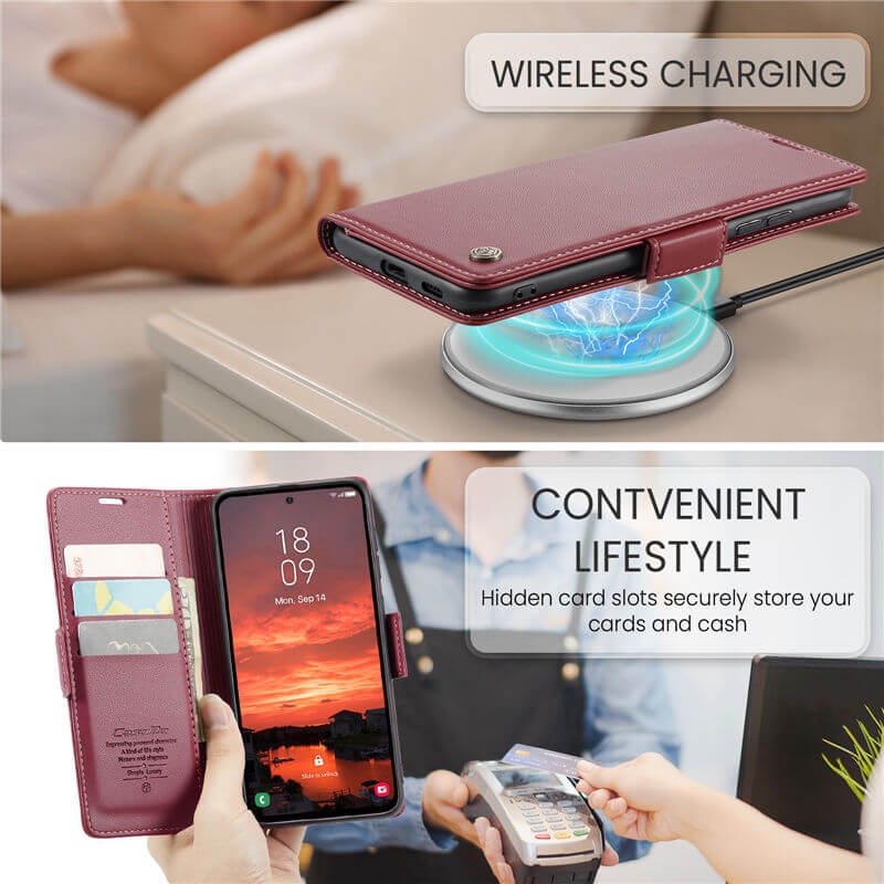 CaseMe Samsung Galaxy S25 FE Wallet RFID Blocking Magnetic Buckle Case