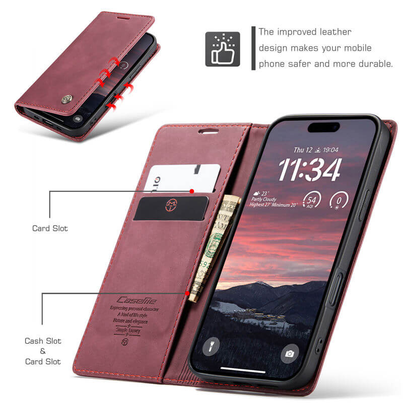 CaseMe iPhone Air Wallet Magnetic Suede Leather Case - Image 5