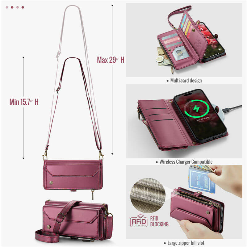 CaseMe iPhone Air RFID Wallet Crossbody Case with Wireless Charging