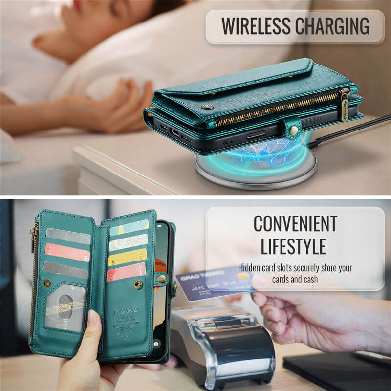 CaseMe iPhone 17 Pro Max RFID Wallet Crossbody Case with Wireless Charging